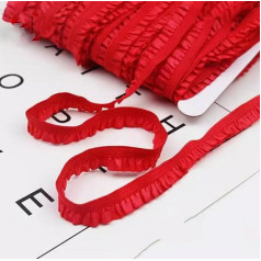 Ruffled Pleated Elastic Lace Fabric Trim for DIY Headband Clothes Sewing Embellishment 5 Yards Red