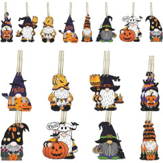 Aibyks 24 Stück Holzzwerge zum Aufhängen | Herbst hängende Anhänger Gnomes Ornament, Fall-Element-Ernte-Festival-Verzierung für Baum-Fenster-Wand-Banner