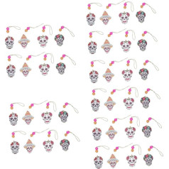 Pack of 40 Day of the Dead Wooden Beads Hanging Ornament for Home Festival Wall Decoration Wall Cladding Wall Decor Unimate Home Decoration Festival Pendant Hanging Ornament IMIKEYA