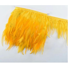 1 Meter/Los Sattelfasanenfedern, Fransenbesatz, 10,2–15,2 cm, Hahnenfedern, Band, Nähfedern für die Schmuckherstellung, goldfarben