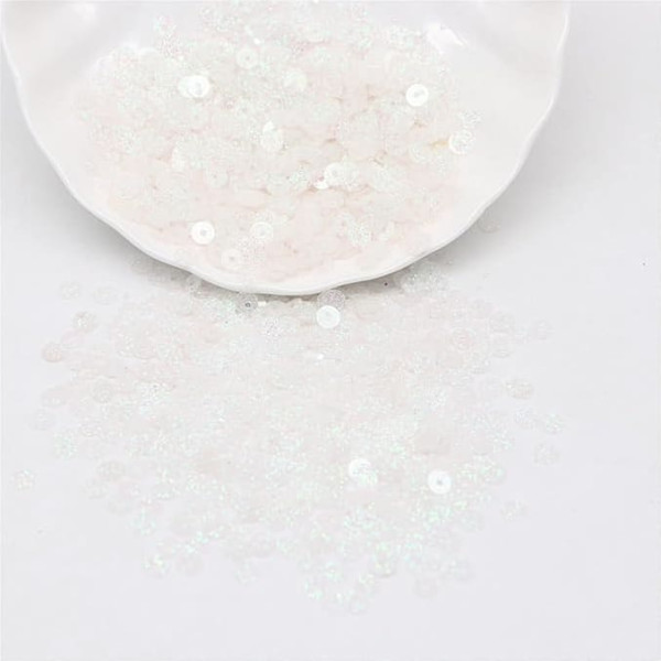 Trimm für Nähen, Paillette, 3 mm, 4 mm, 6 mm, 10 mm, Glitzer-Pailletten, silberfarben, schwarz, flach, rund, lose Pailletten for DIY-Kleidung, Nähzubehör (Color : Ab transparent, Size : 0.16in 30gra