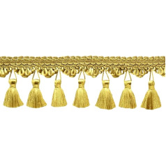 Elegant Scalloped Tassel Fringe Trim Tassel Ribbon (Style#TFSS0225), Antique Gold #C4 (Dark Yellow Gold), 5 Yards