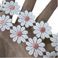 91 cm langes Spitzenband mit Blumenverzierung, bestickt, 25 mm breit, bestickte Applikation für Kleidung, Dekoration