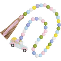 GRIRIW Anhänger Aus Hanfseil Hängende Quastenperle Tablett Perlen Girlande Osterdeko Holzperle Und Quaste Ostern-wohndekoration Osterornament Polyester