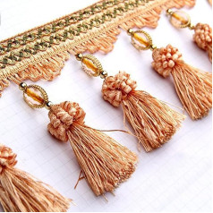 Curtain Fringe Trim, Fringe Trim, 3 Metres, Tassel Bead Fringe for Curtains, Table Decoration, DIY Crafts, Sewing Trim, Home Decoration, Upholstery Accessories (Orange)