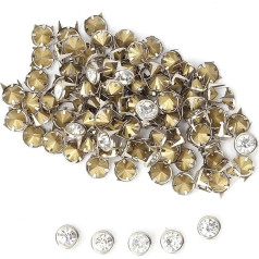 Crystal Inlay 100pcs Fabric Cap Quick Rivets Dots Rivets for DIY Leather Craft Decoration Copper with Blue Crystal 10mm