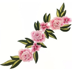 Floral Lace Neckline,Collar Lace, 2 Pieces 3D Red Embroidered Fabric Rose Flower Venise Lace Sewing Applique Lace Collar Neckline Collar Applique Accessories (Color : Light Pink, Size : As Pictur