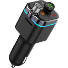 auto fm raidītājs ar bluetooth 5.0 ātru uzlādi 3.0 un enerģijas piegādi, led displejs, bass bo funkcija