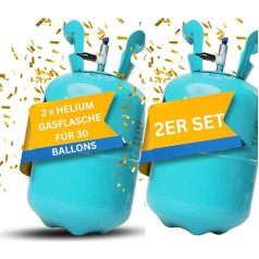 Brogaz 2 x Balloon Gas [For 60 Balloons] - Helium Balloon Gas for up to [60 Balloons] - Balloon Gas - 2 x Helium Gas Bottles Small Includes STAHLMANN ® Information Sheet