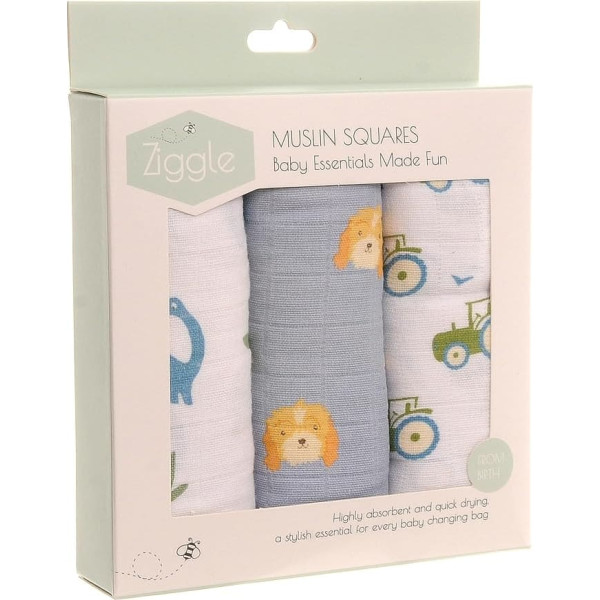 Ziggle baby exklusives musselin-tücher squares - thick absorbent cotton - blau und weiß