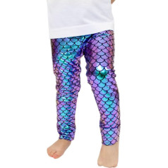 Faithtur Baby Girls Clothing Mermaid Fish Scale Stretch Leggings Trousers - a