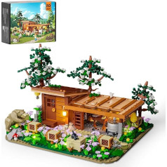 FUNWHOLE Bee Yard Illuminated Building Block Set - Farmhouse Bee Hut Honey Workshop LED Light Construction Kit 1274 Pieces for Adults and Teenagers