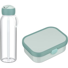Mepal - Campus Lunch Set - Set for Children with Bento Lunch Box and Flip-Up Water Bottle - Lunch Set for School or on the Go - Dishwasher Safe - 750 + 500 ml - Cool Mint