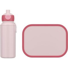 Mepal - Campus Lunch Set - Set for Children with Pop-up Water Bottle & Lunch Box - Lunch Set for School or on the Go - Dishwasher Safe - 400 + 750 ml - Cool Pink
