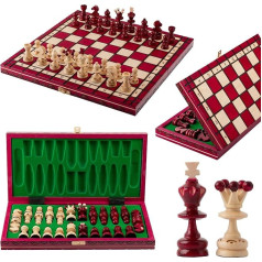 High Quality Wooden Chess Board | Master of Chess Chess Game Wood Red | Chess Set 35 cm | Handmade Chess Board Wooden Foldable with Figures - Classic Family Chess