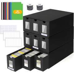 POKIENE 8800+ Trading Storage Box Card with Visualization Window, 3 Card Storage Box with 48 Card Dividers, Labels Tape and Drawers, for Tcg, MTG, Ptcg, Sports Cards