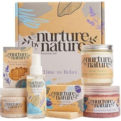 Nurture by Nature Relax Box, Gift Set for Women, Lavender Pillow Mist, Bath Salts, Bath Bomb, Candle and More, Beauty Gift Sets, Wellness Gifts for Women, Gifts for Women