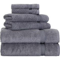 BERIBO Turkish Towel Set 100% Cotton (Comfort) 6 Piece 620gsm (Grey)