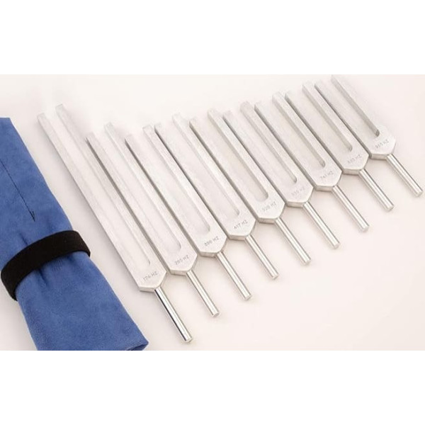 Solfeggio Healing Tuning Forks by Omnivos for Sound Therapy, Chakra Healing, Includes 528Hz Tuning Fork, Machined, Not Molded and Made in USA