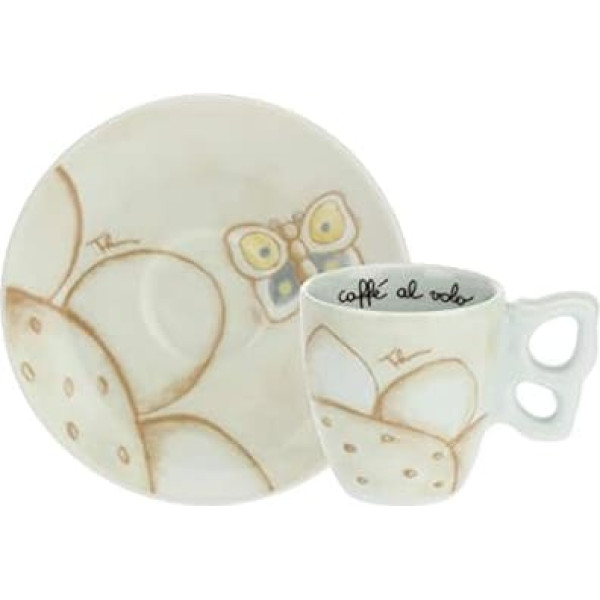 THUN - Set of 6 Coffee Cups - Elegance Line - Porcelain - 110 ml - Diameter 6.5 cm - Height 5.5 cm - Saucer Diameter 11.5 cm