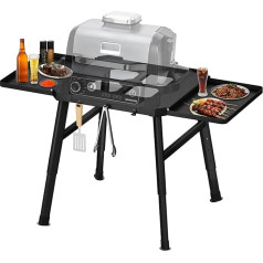 Barbecue Stand for Ninja Woodfire Outdoor Oven Series and Grill Stand, Movable Stand for Ninja Woodfire with Side Table, Pizza Oven Stand, Grill Accessories