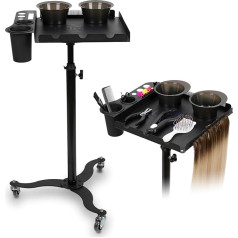 Mobile Hairdressing Trolley, Salon Trolley with 2 Magnetic Bowls, Hair Dryer Holder, Heat Resistant, Comb Ruler for Extensions of All Types, Ideal for Hairdressers and Beauty Salons and Colorists