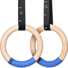 PACEARTH Wooden Gymnastics Rings 680kg/450kg with Adjustable Cam Buckle, 4.5m Straps Exercise Rings Non-Slip Exercise Rings for Home Gym Full Body Workout