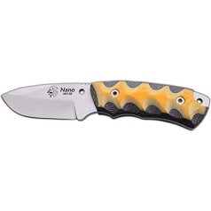 Cuchillos de Aventura J&V Nano Bushcraft Outdoor Knife Belt Knife - Steel Mova - Mikarta - Leather Sheath