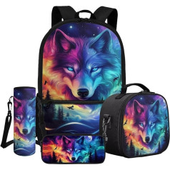Dngkaoje Printed School Backpack Set for Kids Boys Girls 4 in 1 School Backpack Set