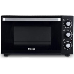 H.Koenig Electric Mini Oven 30L FO30 Compact, Freestanding, Multifunctional, Powerful 1500 W, Programmable - 6 Modes, 230°, 60 Minute Timer, Glass Door, Double Glazing, Non-Stick Baking Tray
