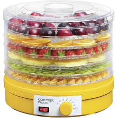 Concept Electrodomésticos SO1015 Dehydrator with 6 Supply Compartments, Adjustable Temperature from 35-70 Degrees, 245 W, 46 Decibels, Plastic, Yellow, Small