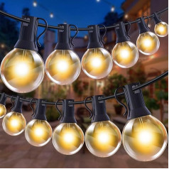 LED Fairy Lights Outdoor - 45 m Outdoor Fairy Lights Power 58 + 2 LED Bulbs Weatherproof IP44 Waterproof Balcony Fairy Lights Indoor Outdoor Fairy Lights for Patio Garden Weddings Parties (45 m 58 +