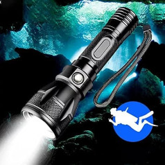 WESLITE Rechargeable Diving Torch LED 1800 Lumen Diving Underwater Torch 4 Modes Underwater Submarine Light 100 m IPX-8 Waterproof Torch with Batteries Charger for Diving