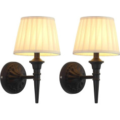 VISDANFO Battery Wall Lamp Indoor Pack of 2, 5200 mAh Rechargeable LED Wall Light with Fabric Shade, Dimmable Wall Lights for Wall Painting, Living Room, Bedroom, Hallway, Gifts, Kitchen (Black)