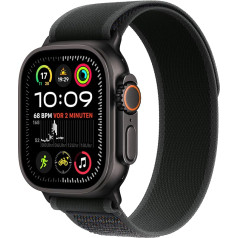 Apple Watch Ultra 2 (GPS + Cellular 49mm) Smart Watch, Sport Watch with Titanium Case in Black and Trail Loop in Black (M/L) Fitness Tracker, Precise GPS, Extra Long Battery Life