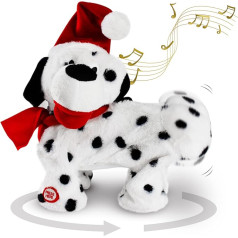 Gfilay Prancing Dog Toy - Animated Christmas Decoration with Song and Dance, with Santa Costume, Soft and Cute Plush Toy for Children and Lovers