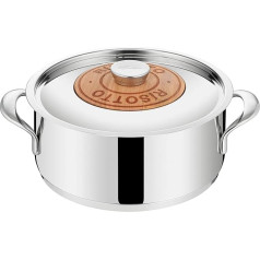 Lagostina Emozione Rice Cooker + Lid and Cherry Insert Diameter 24 cm, Pot Made of Wood and 18/10 Stainless Steel for Induction and Gas, with Triple Lagotherm Coated Base and Wide Welded Handles