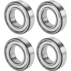 TUZUK 6206-ZZ 6206-ZZ Ball Bearings Sealed 30 x 62 x 16 mm Pre-Lubricated Chrome Steel / Rubber Double Seal, 6206ZZ Deep Groove Ball Bearings, Pack of 4