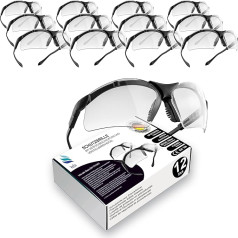 kela Pack of 12 SKY I Safety Glasses, 100% Made in Germany, Shatterproof, Scratch-Resistant Work Safety Glasses with UV400 and Integrated Side Protection, Sports Glasses, Height- and Length-Adjustable