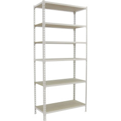PROREGAL Giant Muli Heavy Duty Shelving Unit H x W x D 250 x 100 x 40 cm 6 Shelves Shelf Load 150 kg White Storage Shelf Basement Shelf Workshop Shelf Metal Shelf Shelving Shelving