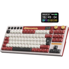 RK ROYAL KLUDGE M87 Mechanical Keyboard Wireless with Display and Double Button, Gasket 75% Gaming Keyboard TKL, QWERTZ Bluetooth/2.4Ghz/USB-C RGB, 7500 mAh, Hot Swap Linear Creamy Switches