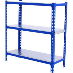SimonRack Simonclick Heavy Duty Shelving Storage Shelving 90 x 100 x 40 cm Metal Shelving Basement Shelf Bending Point 180 kg 3 Shelves Blue/Galvanised