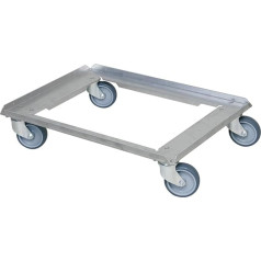 BRB Aluminium transport roller for cake tray transport boxes 655 x 450 mm, open deck, 4 castors, load capacity 250 kg