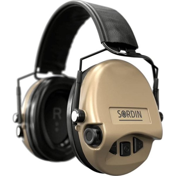Sordin MIL AUX SFA Capsule Ear Defenders - 74508-05-S - Capsule Ear Protectors Active with 31 dB SNR Insulation Ring - Tan, tan