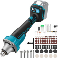 Battery Straight Grinder Compatible with Makita 18 V Battery, 4 Gears 26000 RPM Electric Die Brushless Power Grinder with 109 Pieces Accessories for Grinding Carving and Polishing (without Battery)