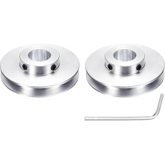 sourcing map 2 Pieces Single Groove Pulley, 17mm Fixed Bore, 60mm OD Aluminum Alloy Mechanical Pulley with Hex Wrench for 6mm PU Round Belt