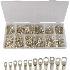 LTRAJUYNH 170Pcs SC Terminals Tinned Copper Lug Ring Seal Wire Connectors Cable Crimped/Soldered Terminal