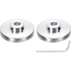 sourcing map 2 Pieces Single Groove Pulley 11mm Fixed Bore 60mm OD Aluminum Alloy Mechanical Pulley with Hex Wrench for 6mm PU Round Belt