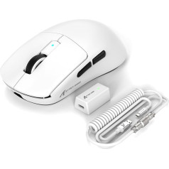 ATTACK SHARK R6 LIGHTSPEED Wireless Gaming Mouse, 39G Ultralight, HyperSpeed with 8K Hz, PAW3950 Sensor, Nordic 52840, 42K DPI for E-Sports Games, Tri-Mode Programmable Mice - White