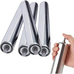 Carrier Roller Conveyor Belt 4 Pieces Lightweight Gravity Roller Conveyor Diameter 25 32 38 50 60 mm, Replacement Roller for Conveyor Belt in Industry and Factory, Gear Tube Made of Galvanised Steel